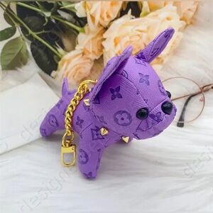 Luxury Designer French Bulldog Keychain Bag charm with Gold Tone Hardware NWOT